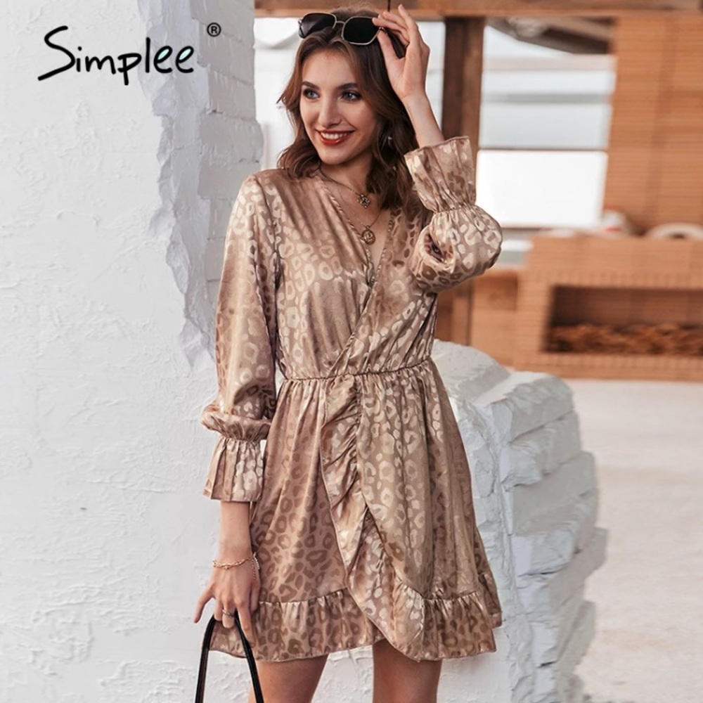 Simplee Sexy v-neck leopard print women dress - Picture 7 of 7